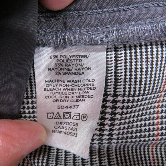 LOFT Pants Womens 10 Gray Plaid High Waist Trouser Wide Leg Stretch Career - Picture 7 of 11